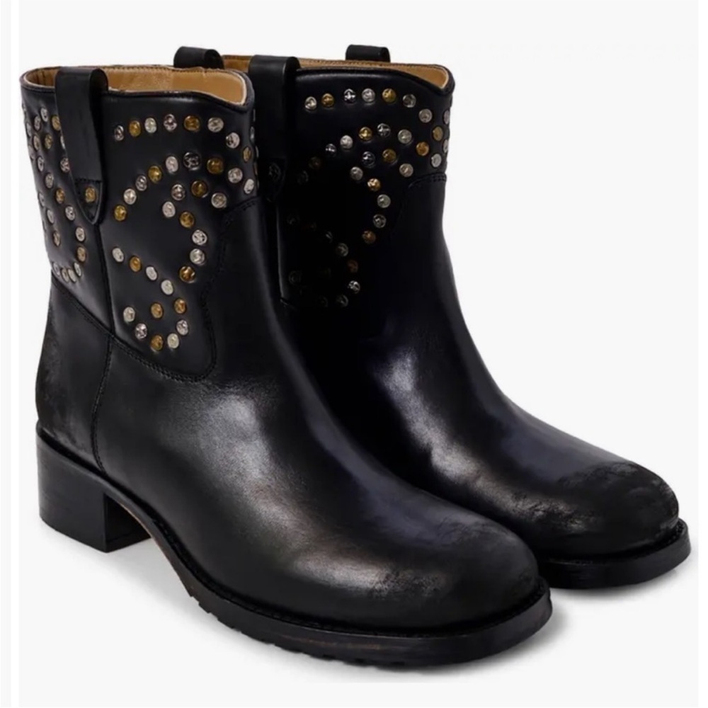 Free People Leather Harmony Studded Boots Black Size 6 NWT